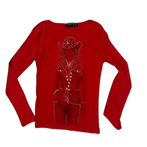 Cowgirl Red Shirt with Sequins - Picture 1 of 4